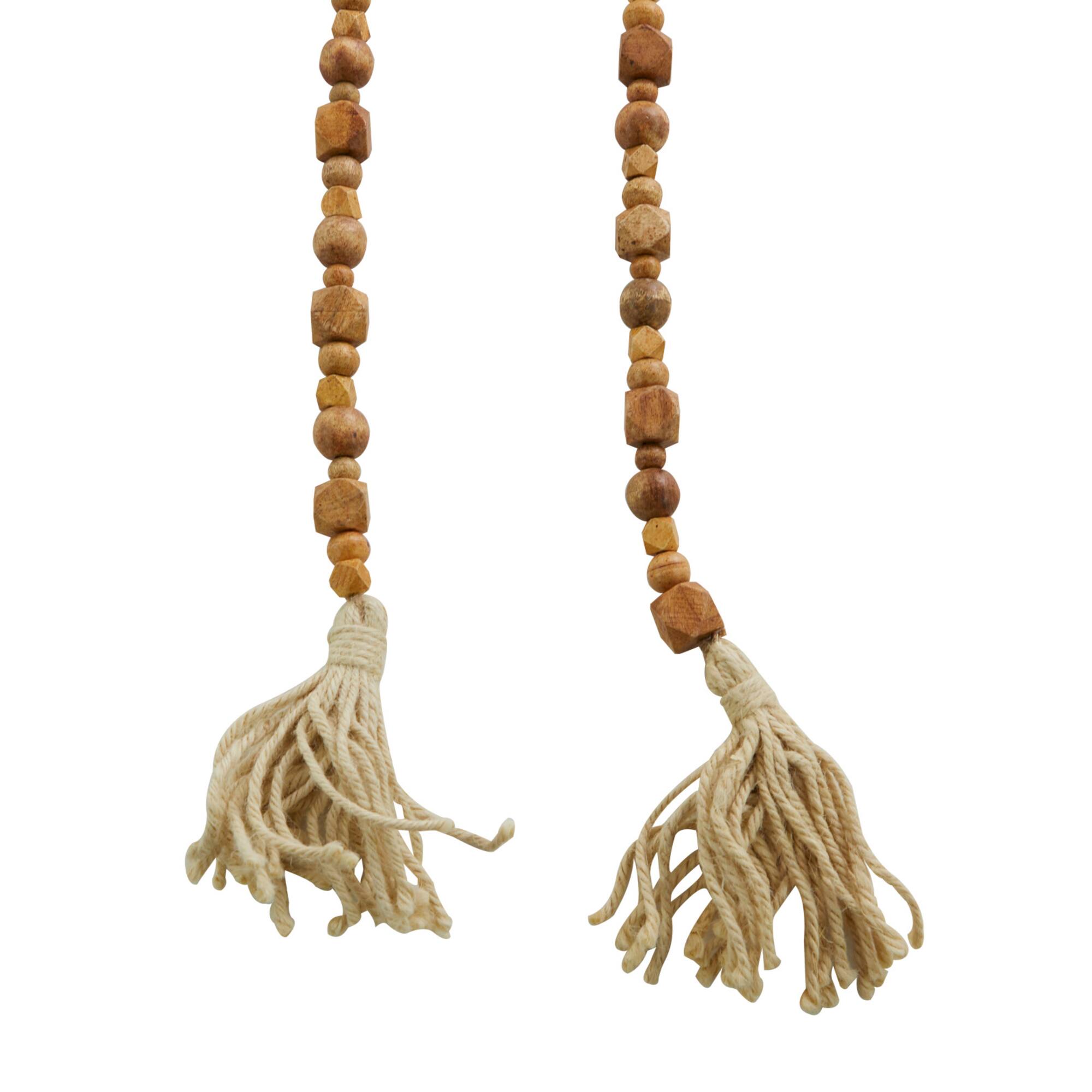 80" Geometric Wood Bead Garland with Tassels